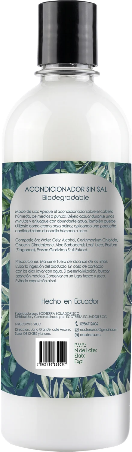 Acondicionador Árbol de Té: reverso del envase