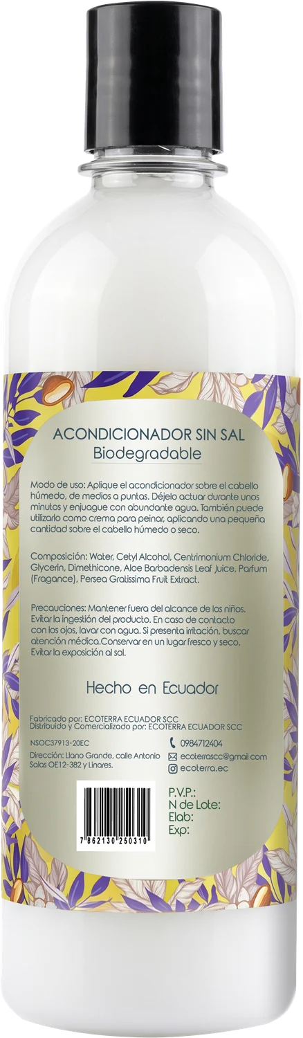 Acondicionador Karité: reverso del envase