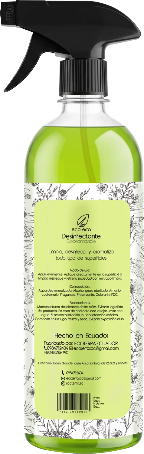 Desinfectante Limón Verbena: reverso del envase