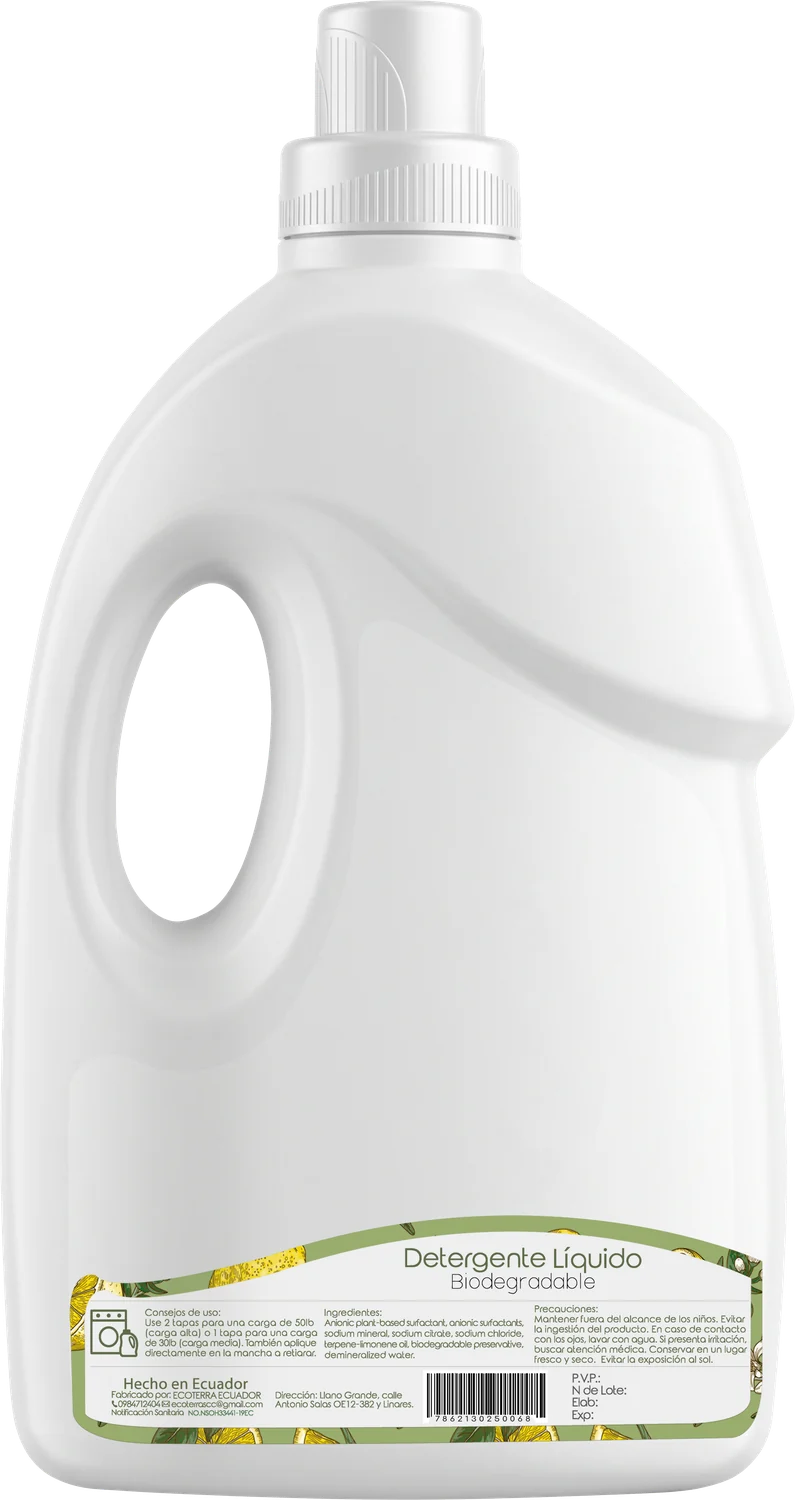 Detergente Líquido 2 L: reverso del envase