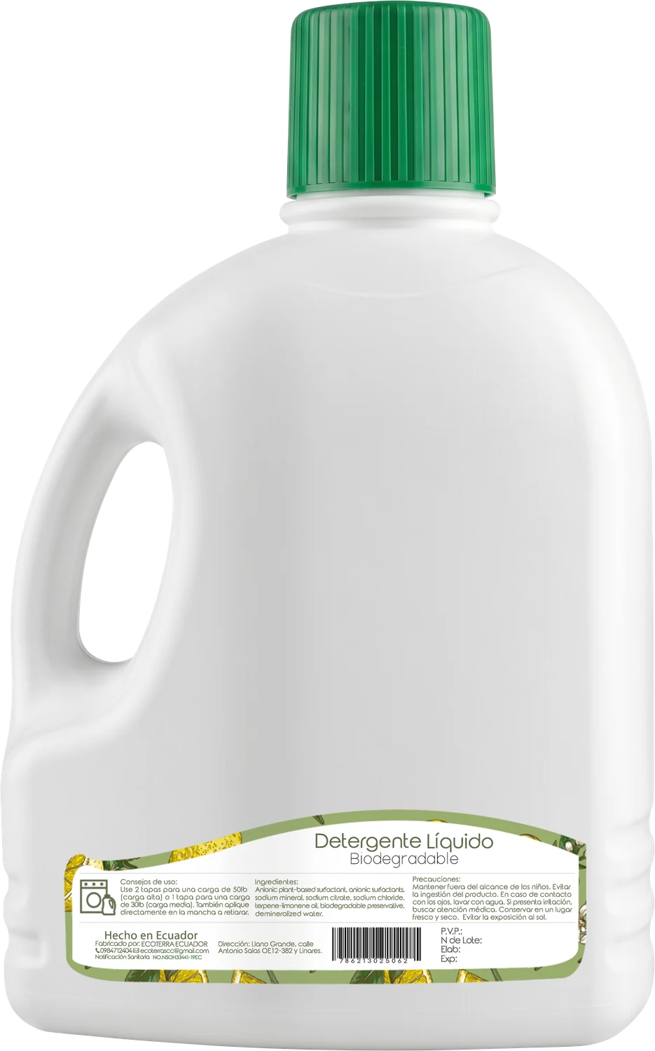 Detergente Líquido Galón: reverso del envase