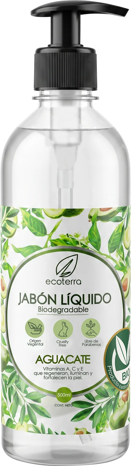 Jabón Líquido Aguacate: frente del envase