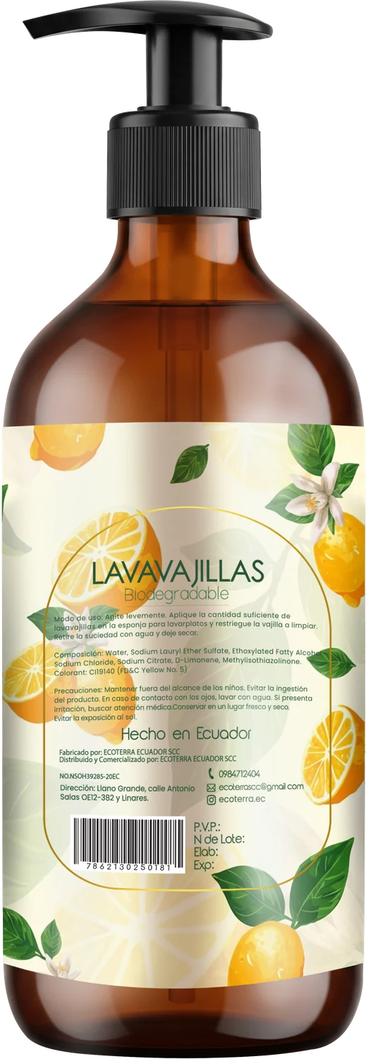 Lavavajillas Vidrio: reverso del envase
