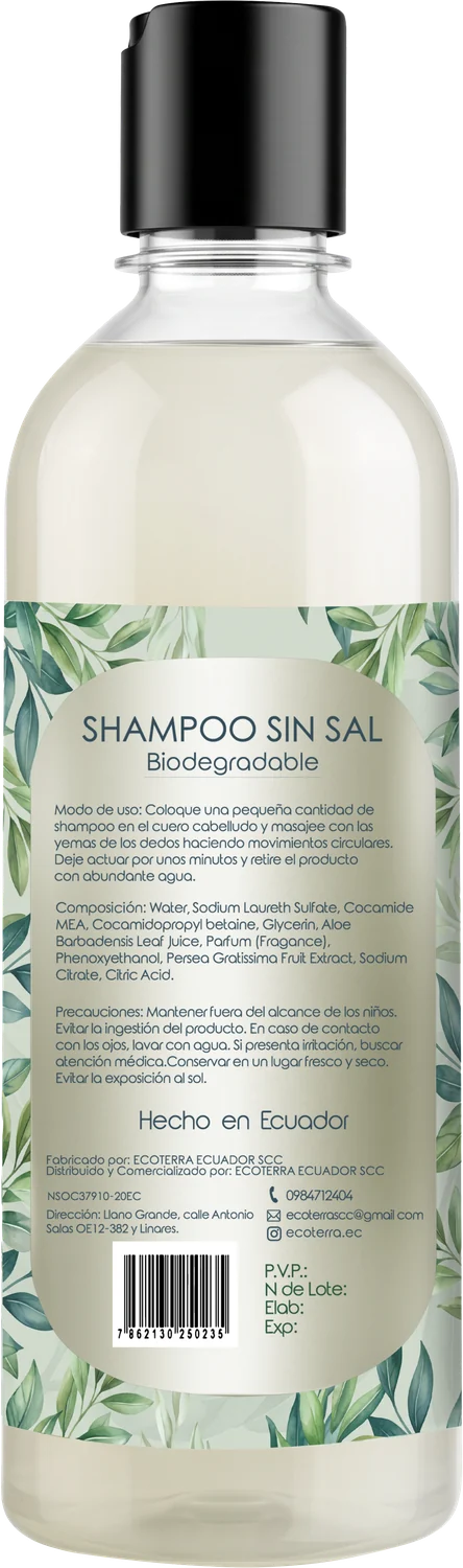 Shampoo Árbol de Té: reverso del envase